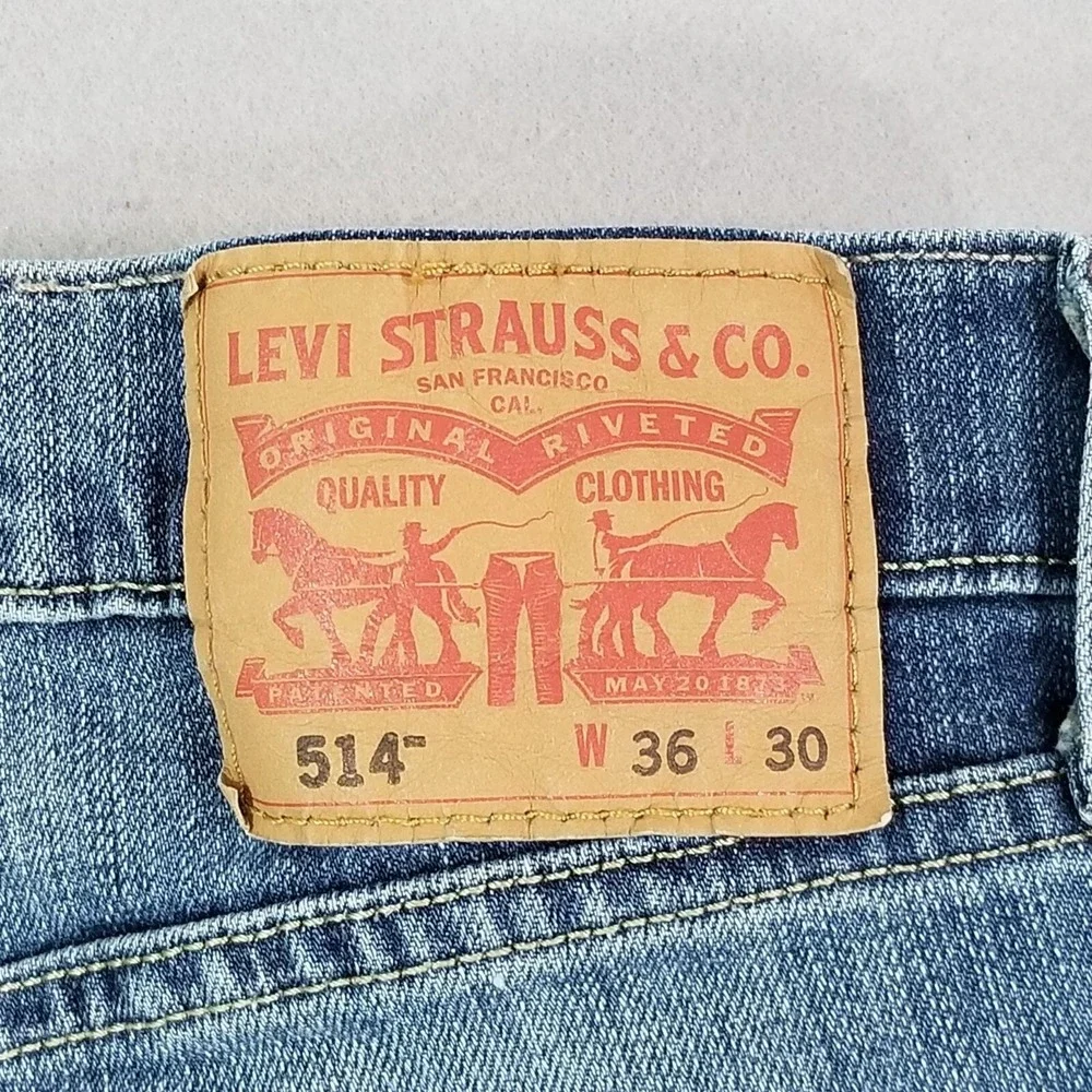 Levi's 514 jeans men's 36 x 30 regular fit straight blue stretch denim pants